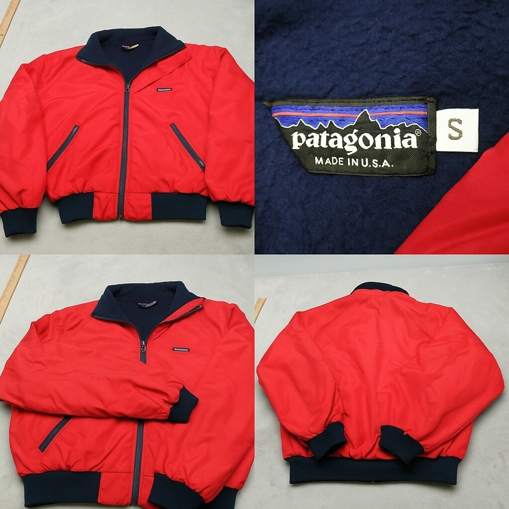 Patagonia Shelled Synchilla Jacket Womens Small Red Lined Bomber USA Made VTG